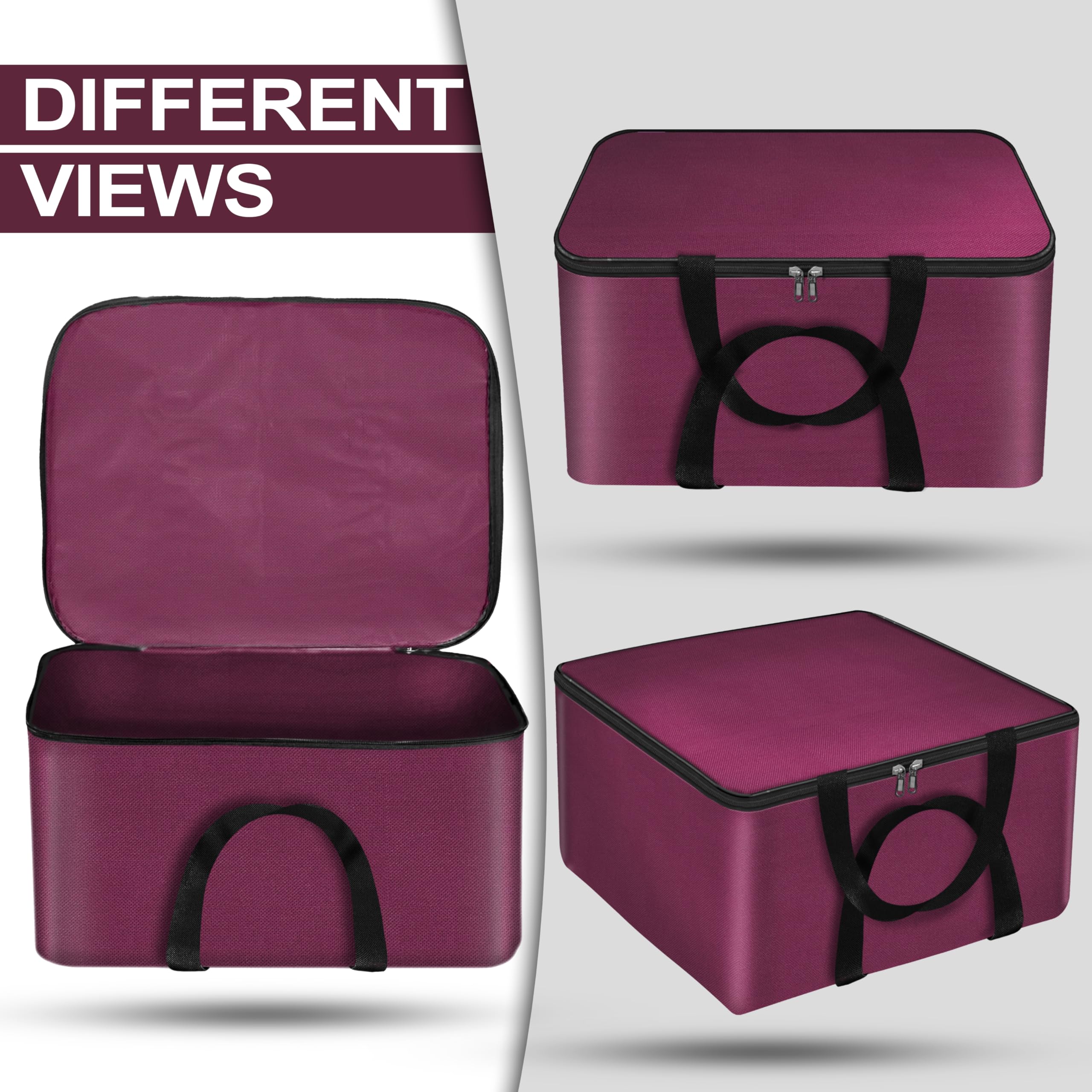 Storite Non-Woven 5 Pack Nonwoven Mini Storage Bag Cloth Organizer With Zippered Closure And Handle (41X35X23.5 Cm, Magenta) Rec